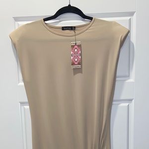 Shoulder-Pad Midi Dress